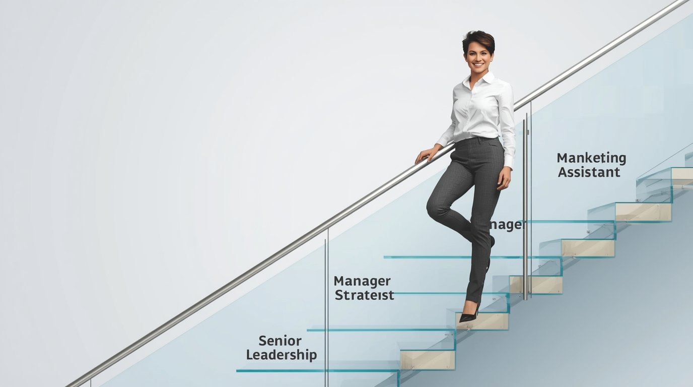 Career roadmap showing progression from assistant to senior leadership in digital marketing.