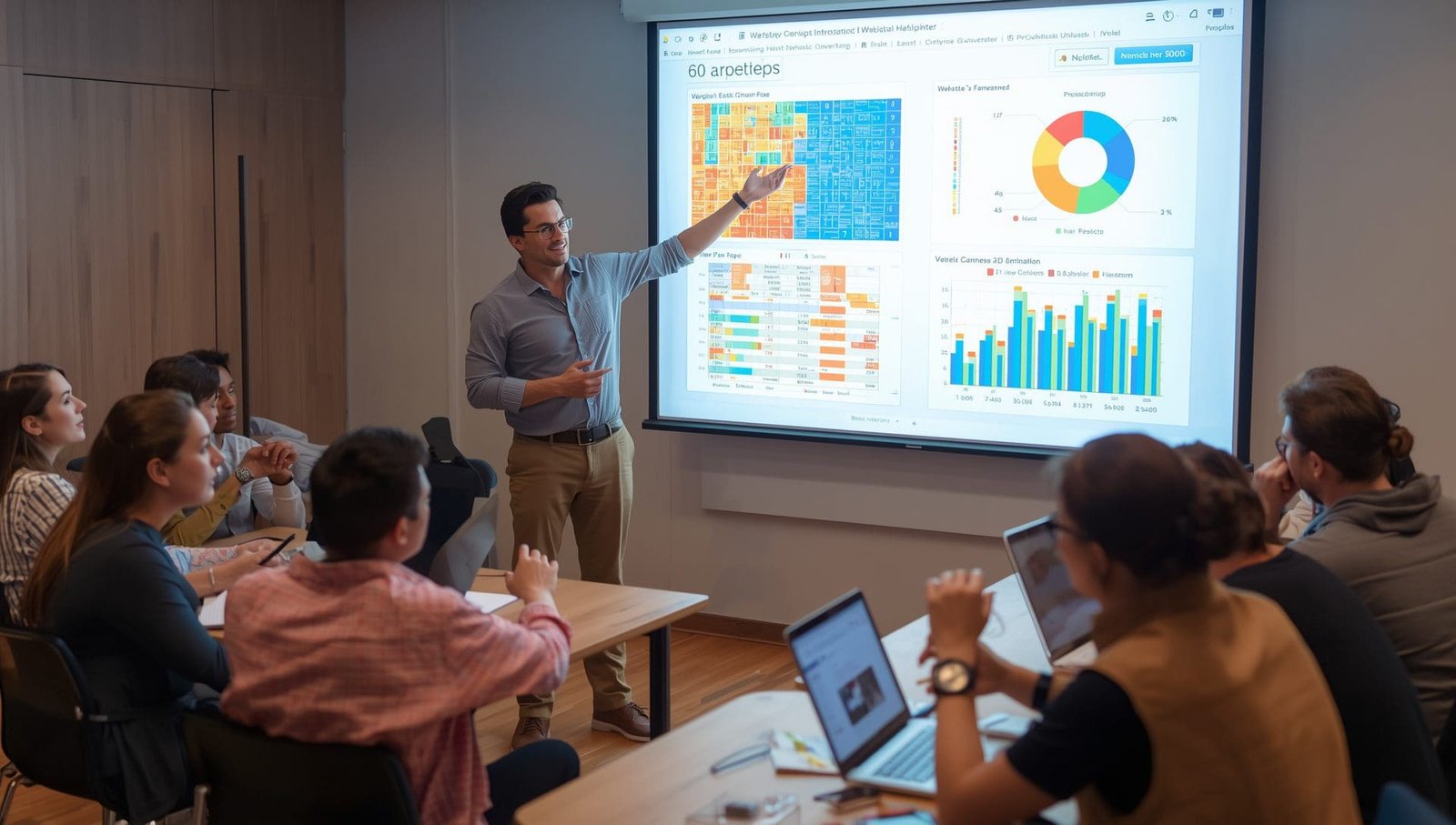 Lucid Origin A professional trainer stands in front of a proje 3