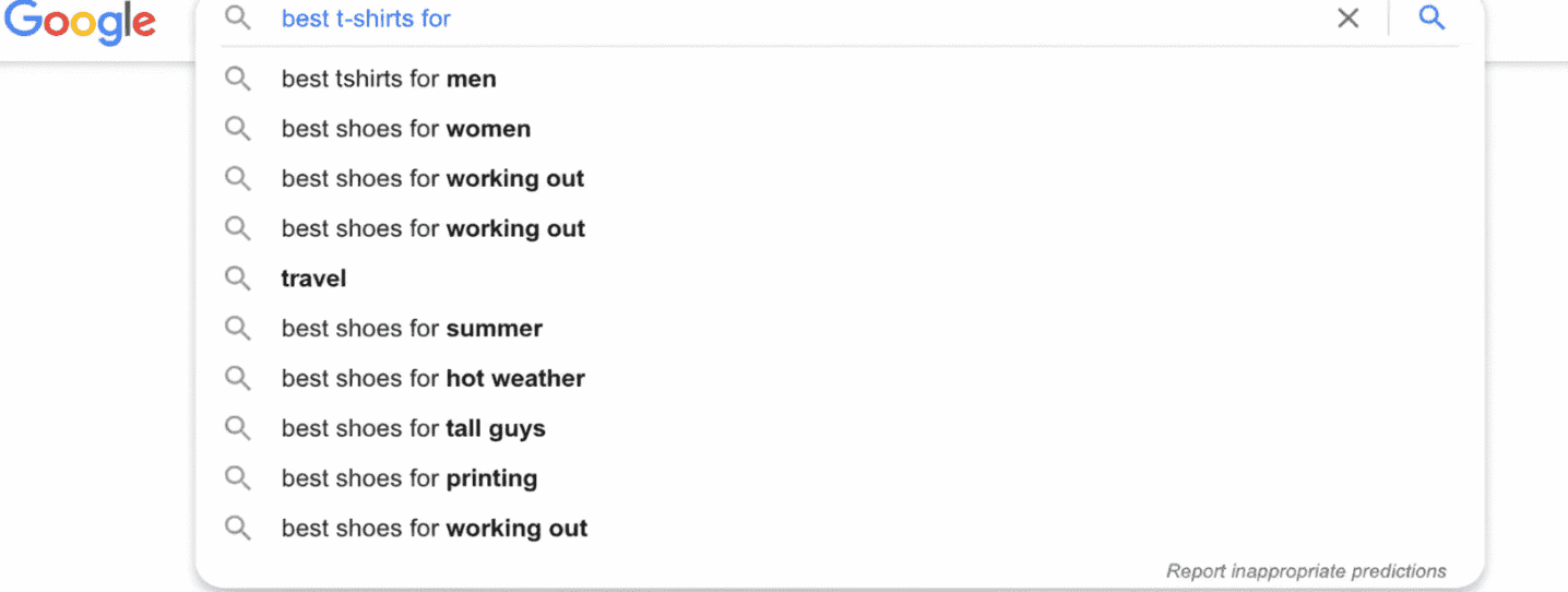google search suggestions