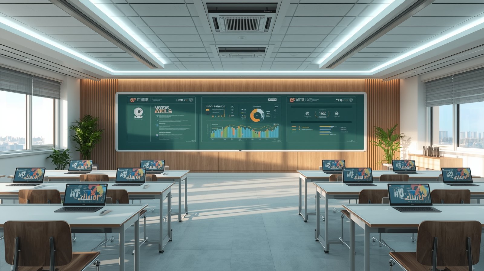 AI-powered classroom using automation tools for personalized school marketing.