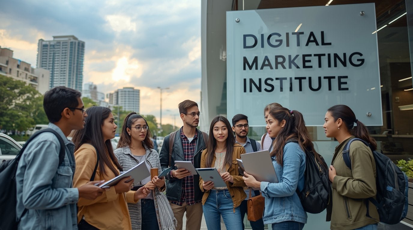 Students comparing best digital marketing institutes in Karnal.