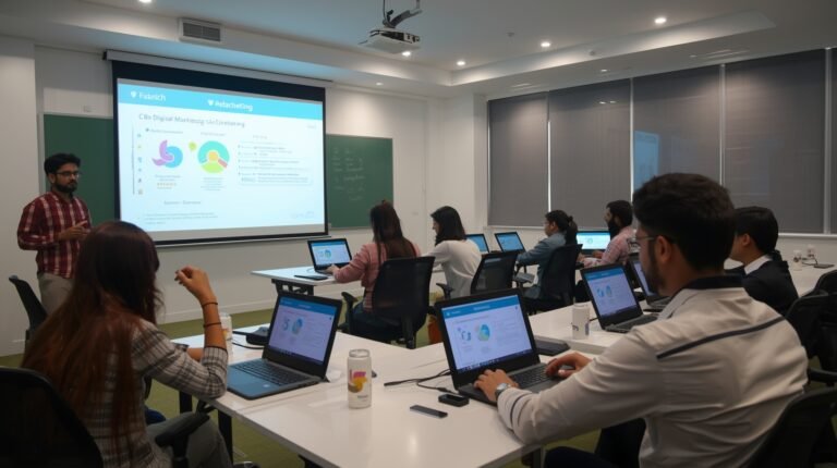 Digital marketing training class in Karnal with students and instructor.