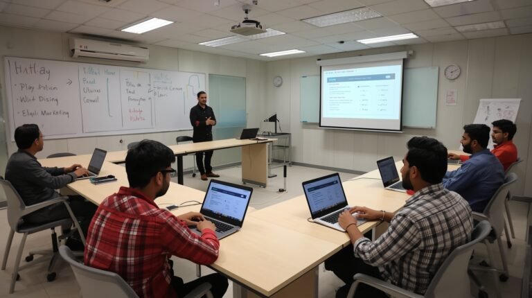 Digital marketing training class in Karnal with students and instructor.