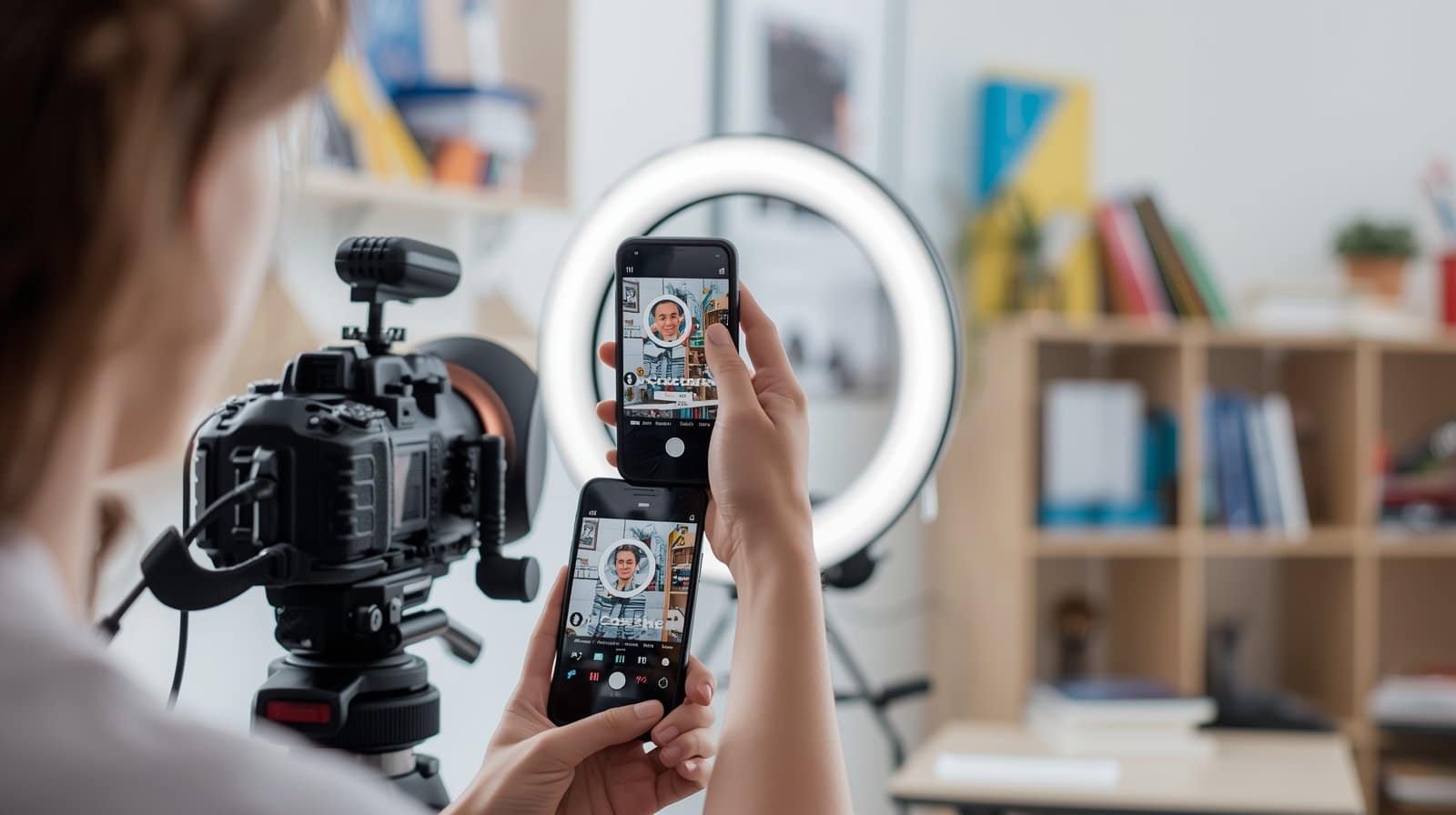 “A content creator preparing educational reels as part of Facebook and Instagram Marketing Tips for Karnal Educational Academies.”