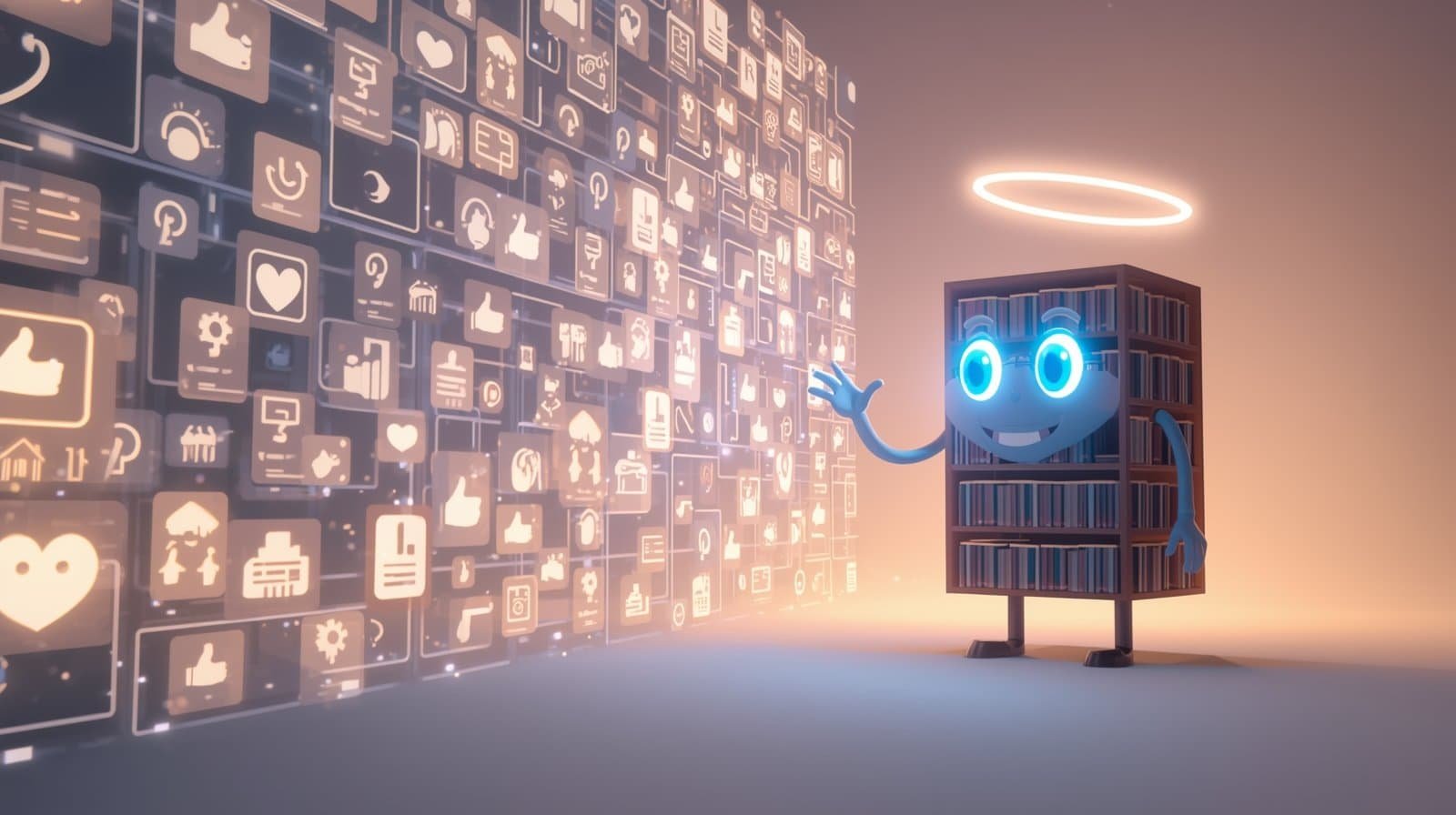 Instagram Algorithm Changes in 2026 Every Marketer Should Know 5 AI librarian character showing social media icons.