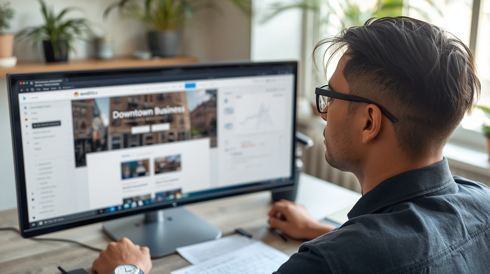 Web developer optimizing business website for SEO