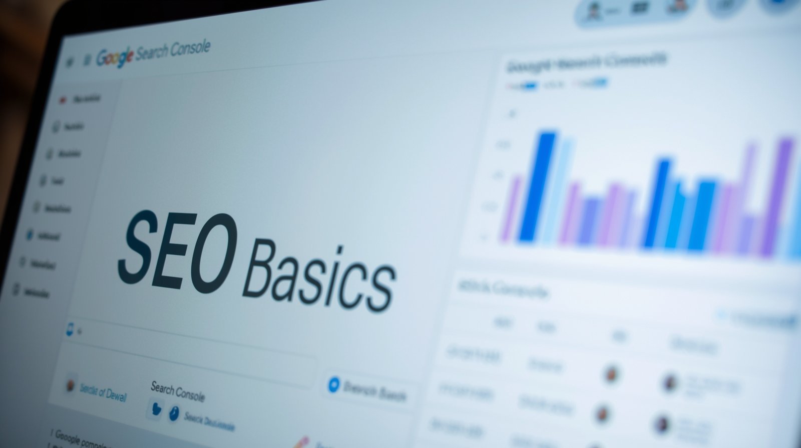 SEO basics dashboard showing Google Search Console performance data