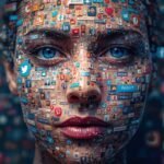 Human face created from social media platform icons
