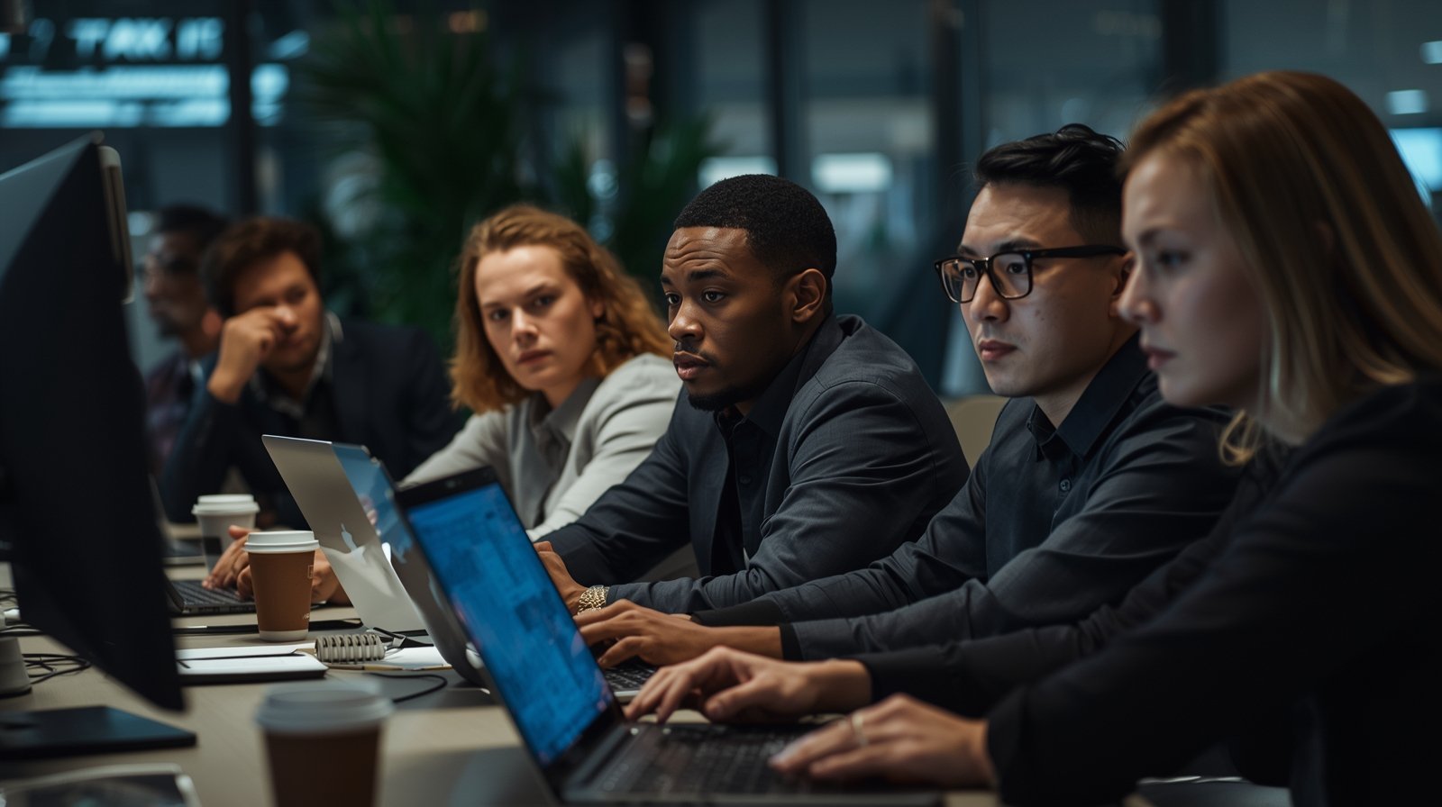 Team collaborating on live digital marketing projects