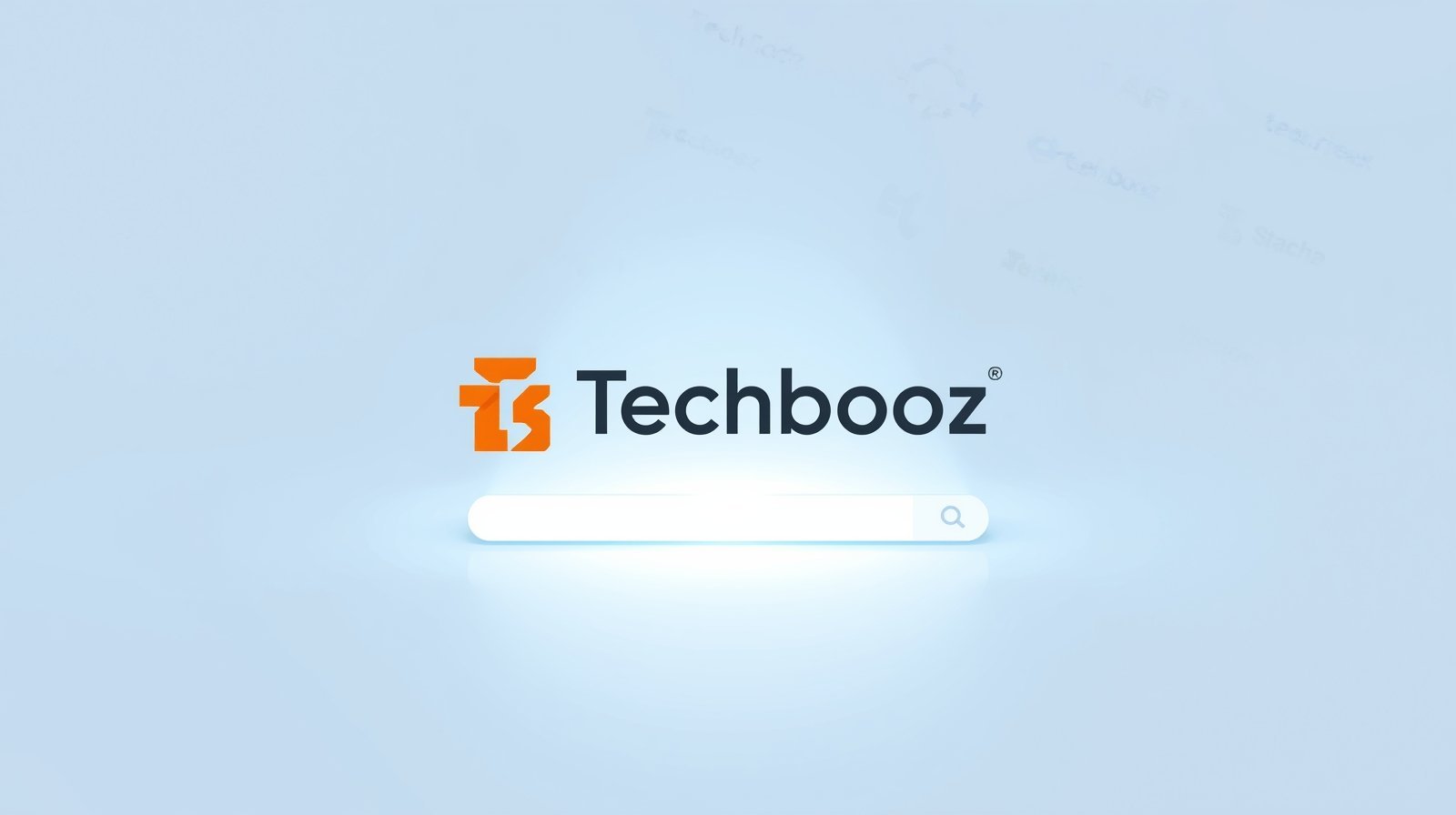 TechBooz brand logo with digital search concept