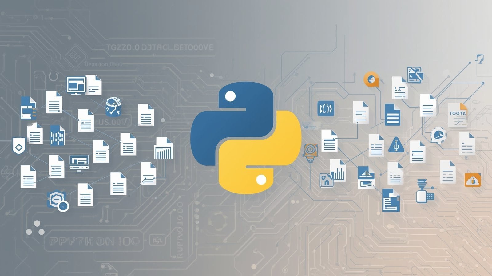 Python file handling and modules concept illustration