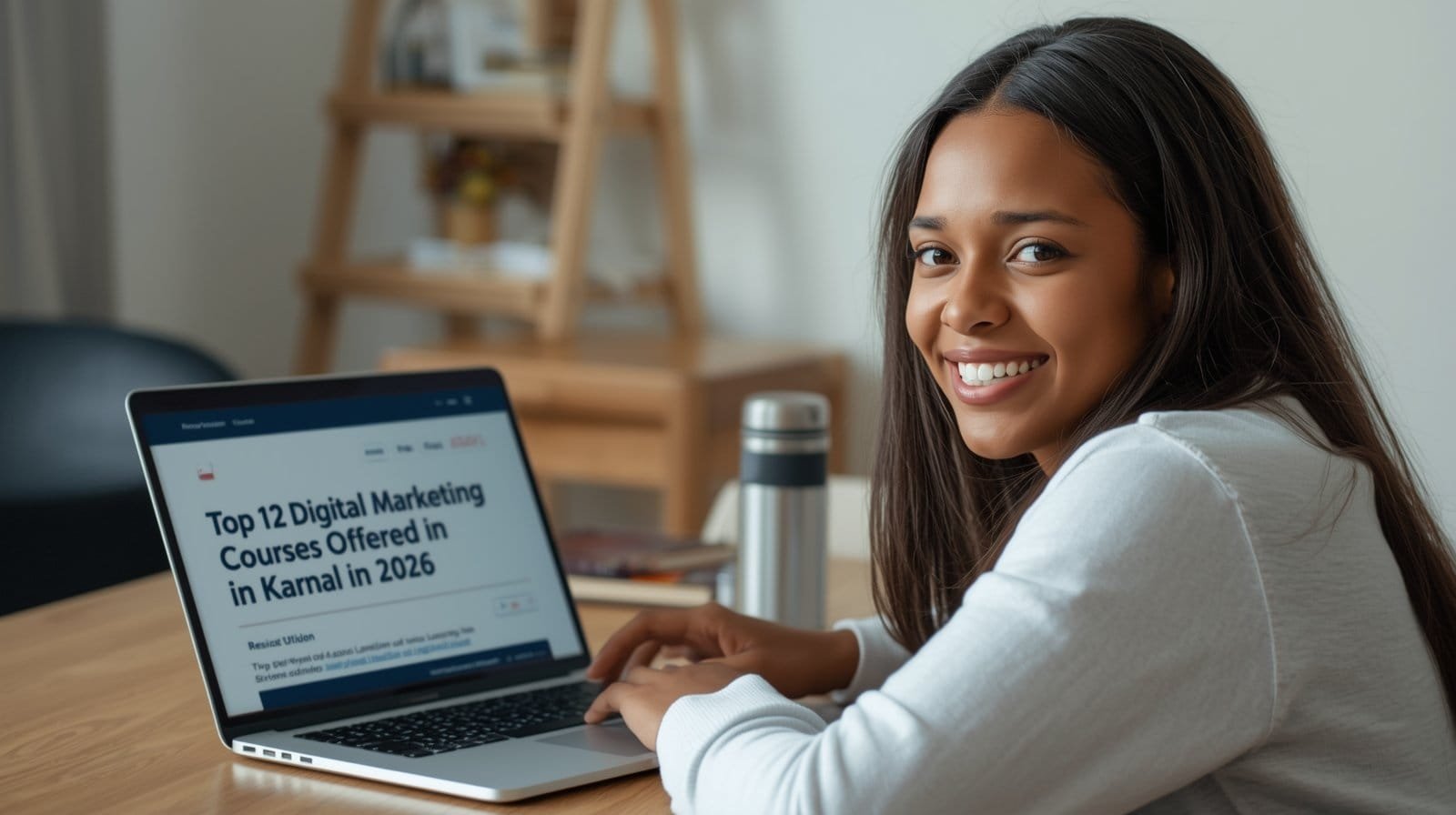 Student exploring digital marketing courses in Karnal on a laptop