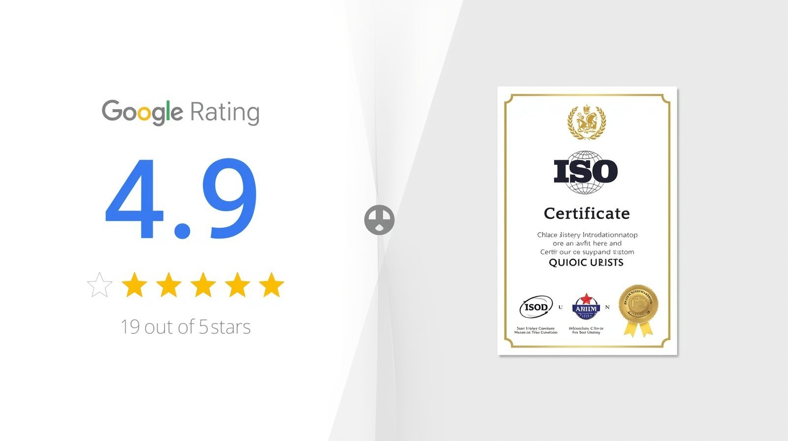 TechBooz 4.9 Google rating with ISO certified institute badge