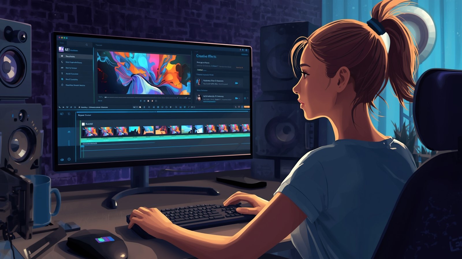Top 7 Tools for Video Editing Tools in 2026 8 Lucid Origin Beginner video editor sitting in a modern studio 3