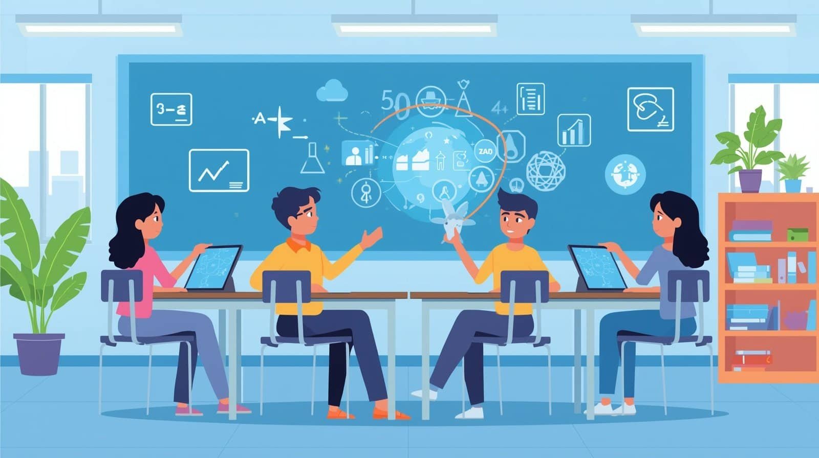 Top 11 AI Tools for School Students to Improve Studies 6 Indian students learning with AI tools in classroom