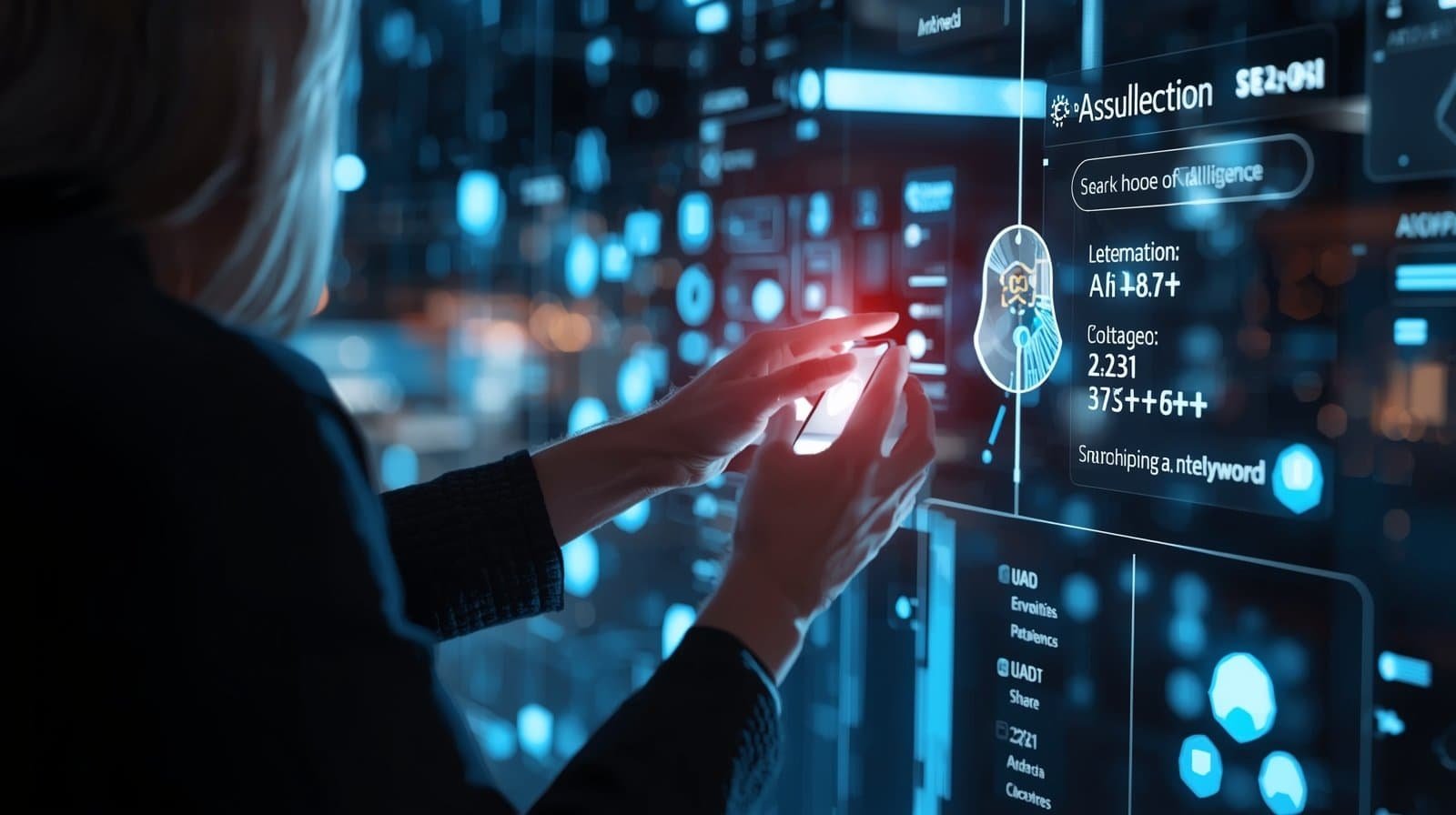 Generative Engine Optimization (GEO) and AI Search in 2026 3 Person using futuristic AI interface for information discovery.