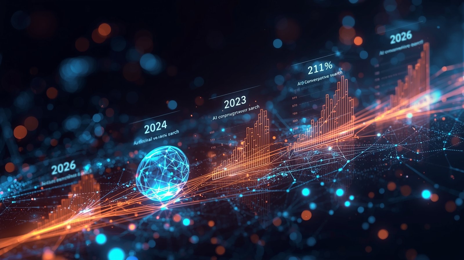 Generative Engine Optimization (GEO) and AI Search in 2026 10 Timeline graph showing growth of AI search from 2023 to 2026.