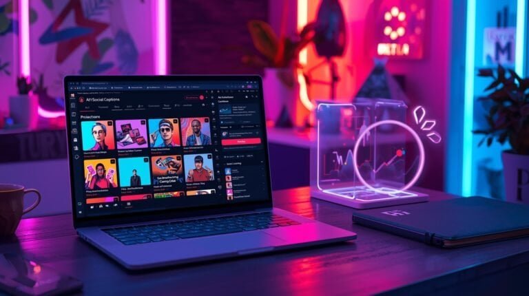 Laptop showing AI tools and social media analytics workspace,Best web designing course in Karnal