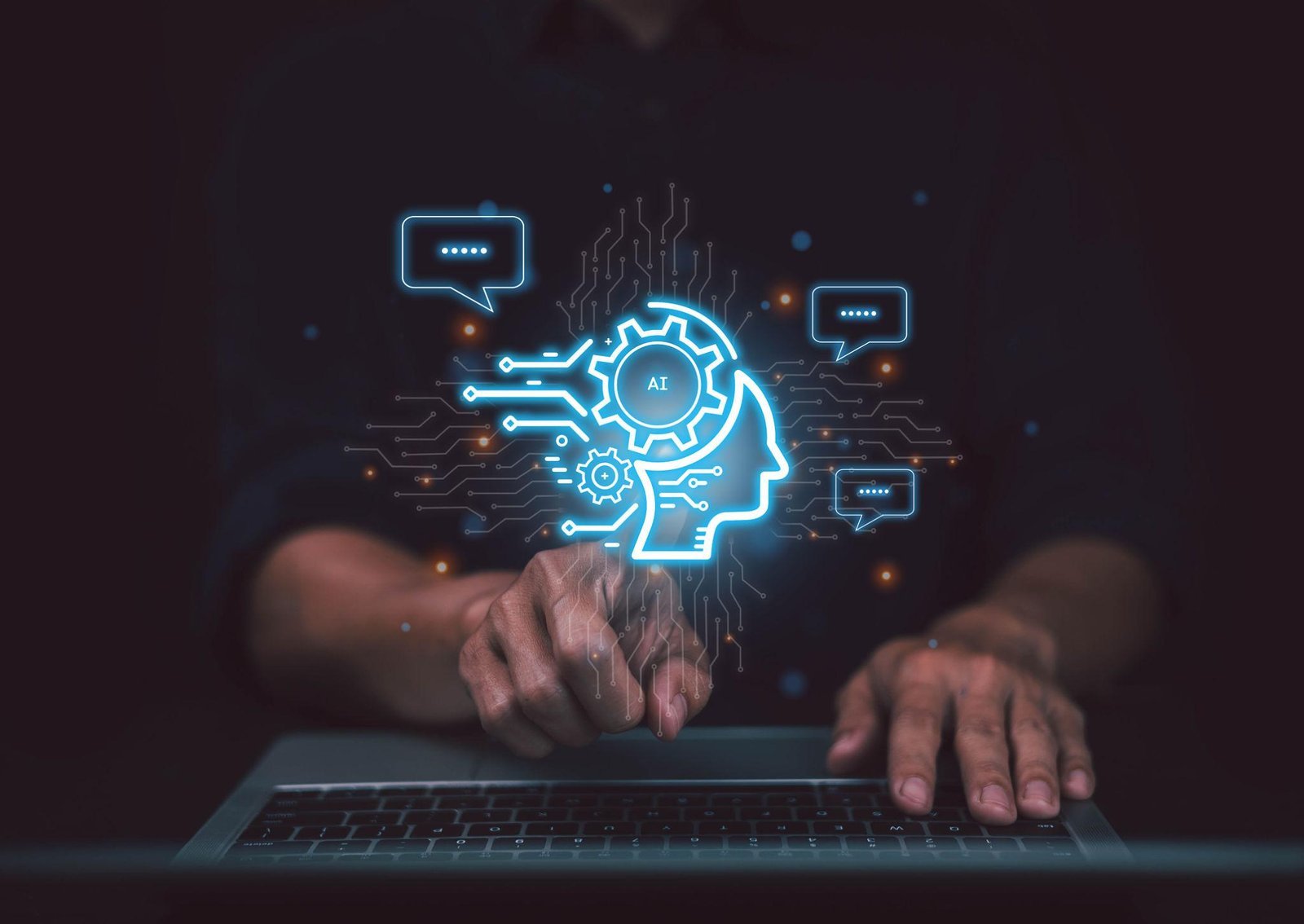 “Artificial intelligence chatbot interface on laptop screen”
