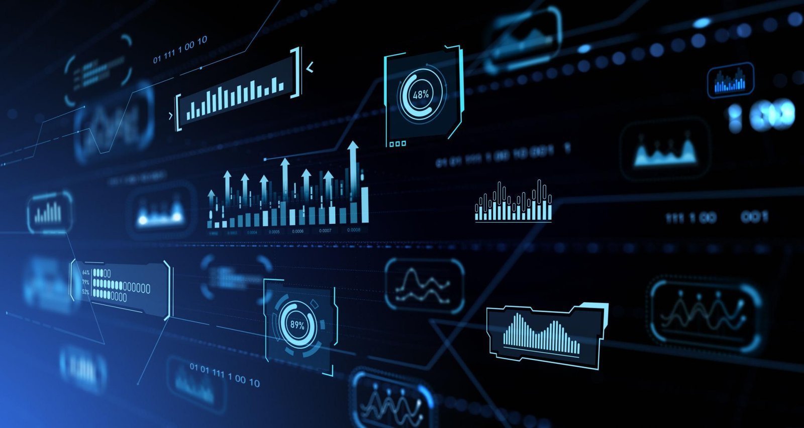 “Futuristic data analytics dashboard with charts and graphs”