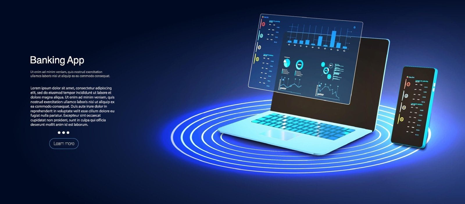 “Digital banking app interface on laptop and mobile screen”