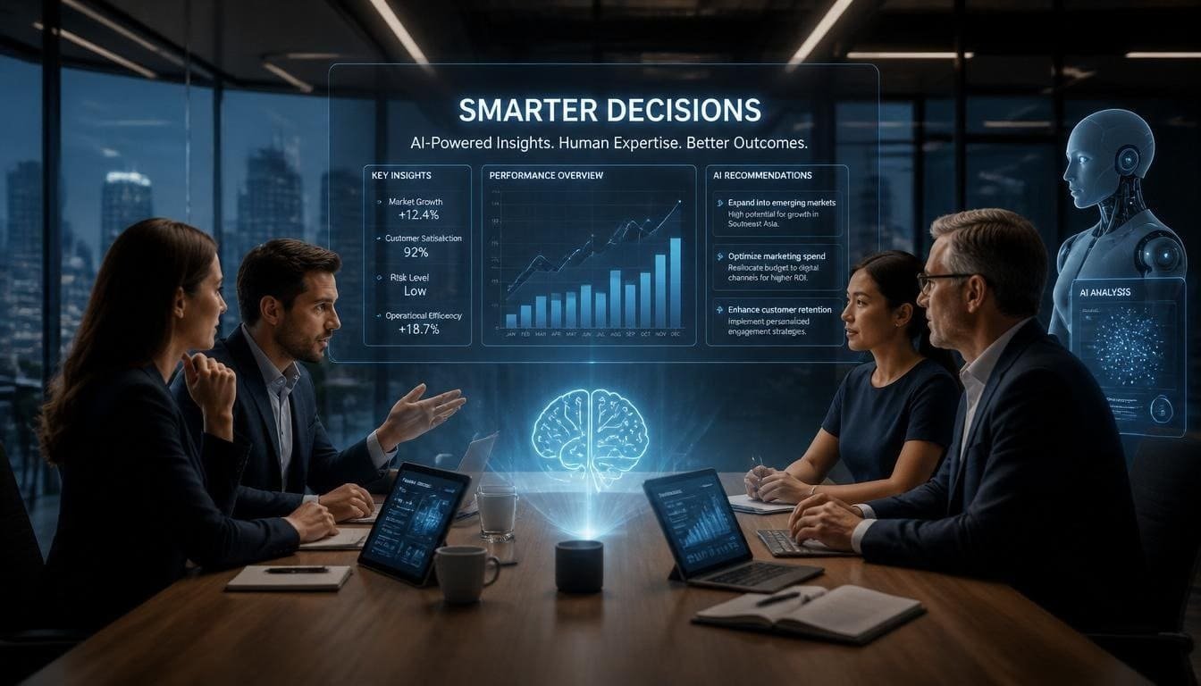 Business team using AI-powered insights to support decision-making.