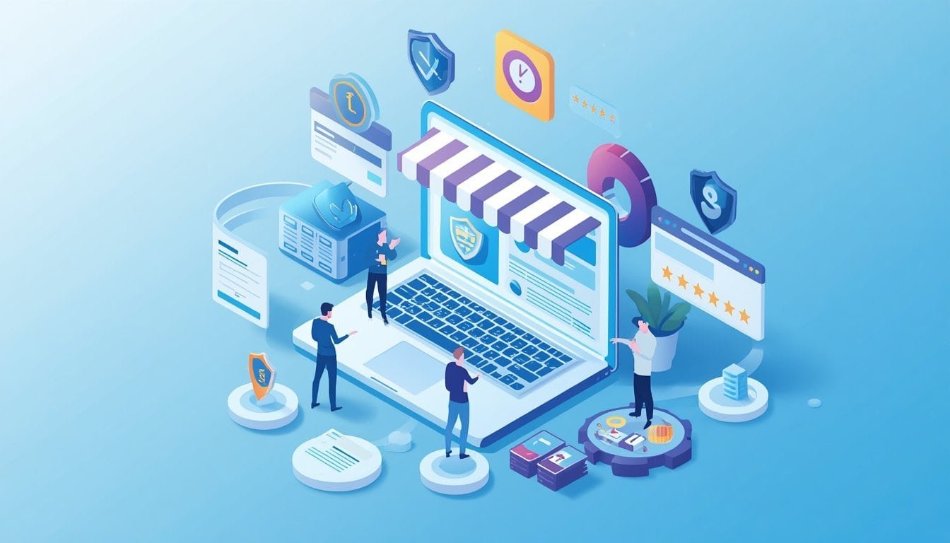 Secure ecommerce website illustration