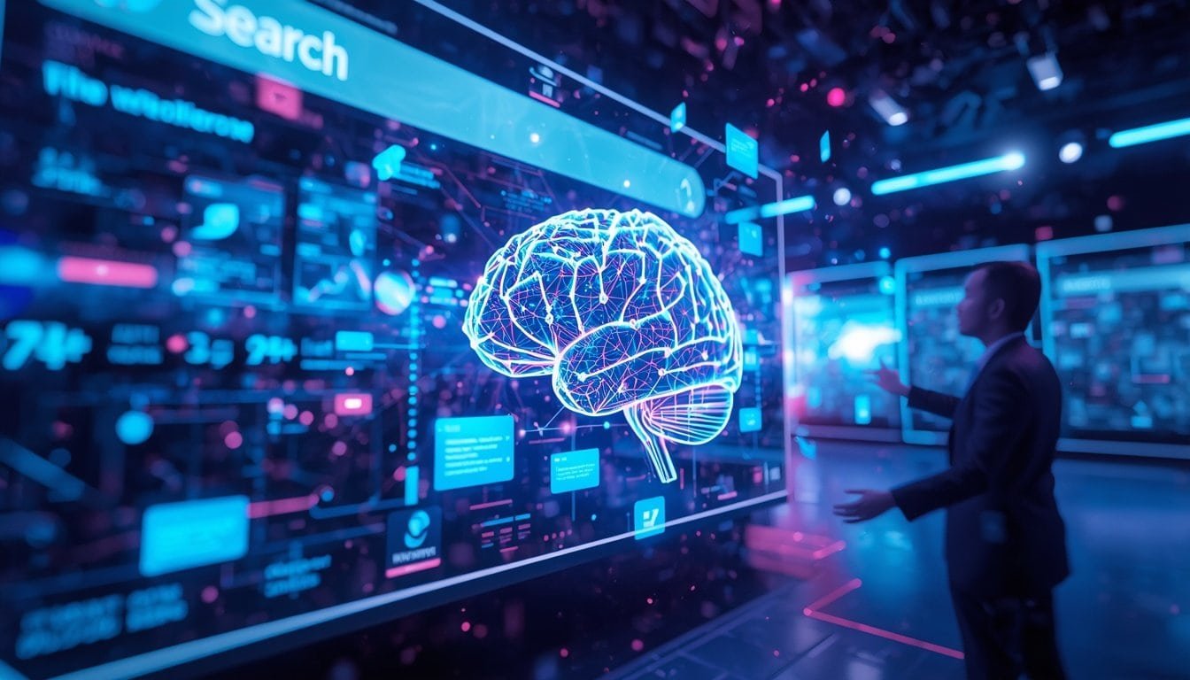 Ways Google AI Mode Is Changing Search Behavior 2 AI-powered search interface with digital brain