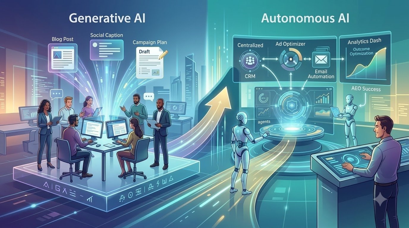 Generative AI vs autonomous AI in digital marketing