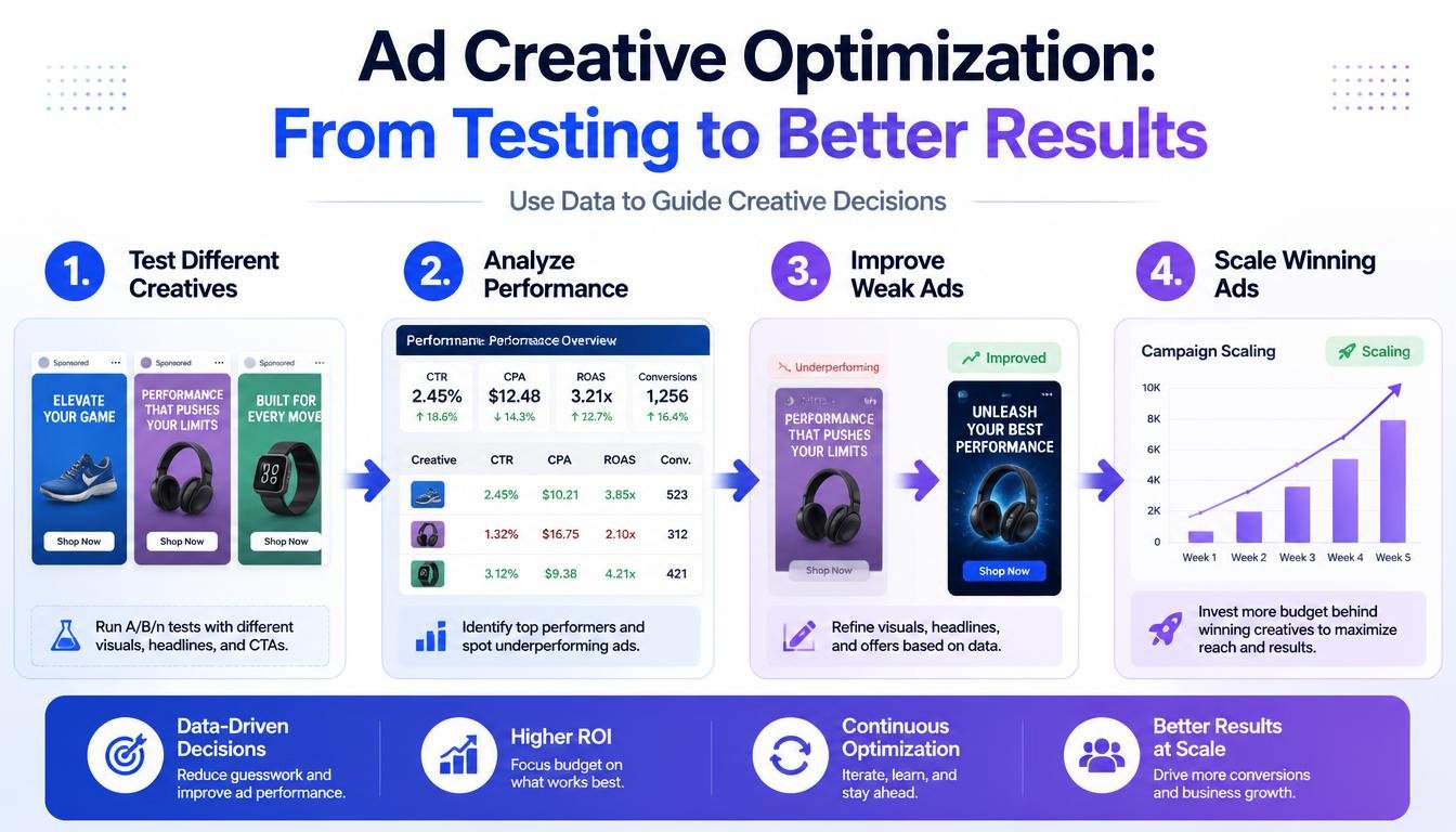 esting, analyzing, and improving ad creatives for better results.