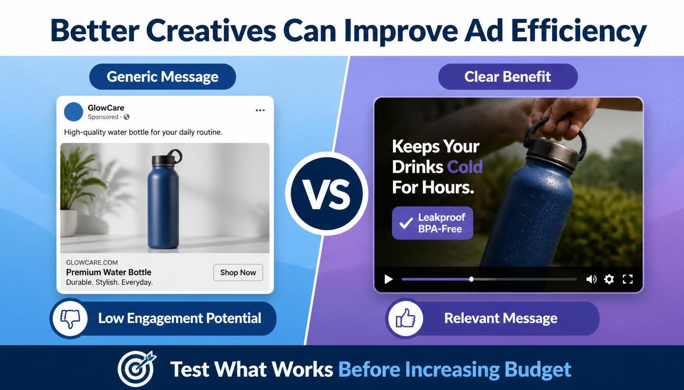 Generic product ads versus engaging ads with clear benefits.